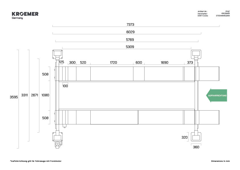 Technische Zeichnung FP47 - Draufsicht