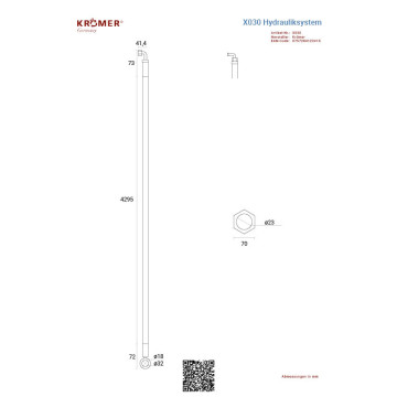 Hydraulikschlauch mit einer Gesamtlänge von 4440mm 