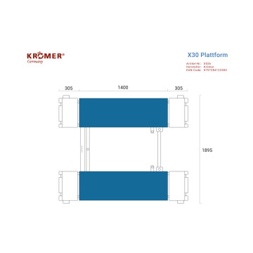 Plattform mit einer Gesamtlänge von 1400 mm 