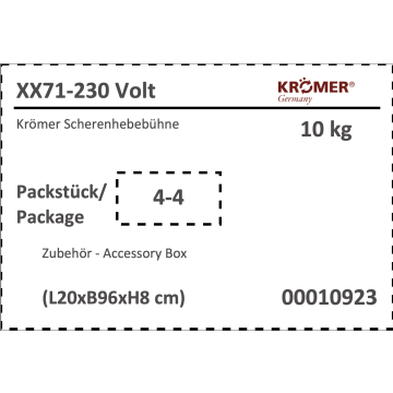 Label: Zubehör für die Doppelscherenhebebühne XX71