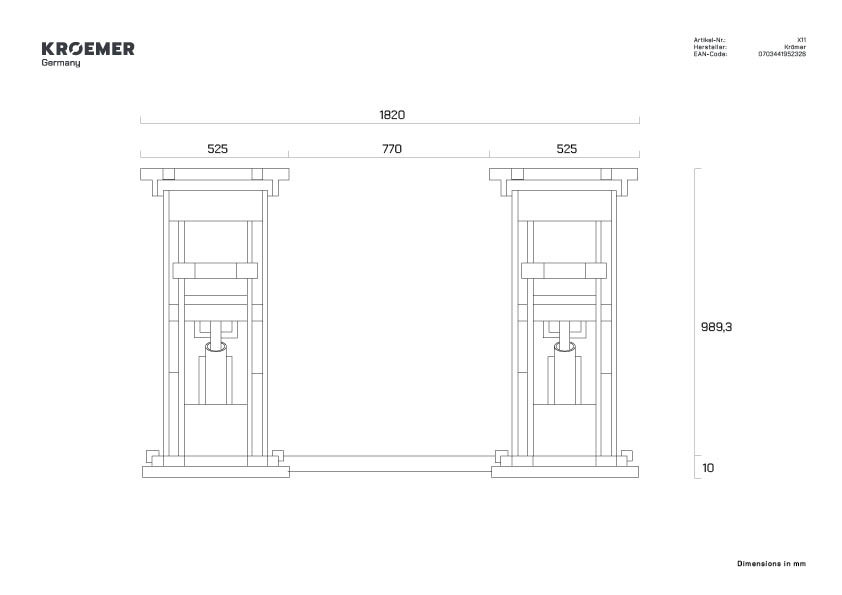 Technische Zeichnung, Frontal Ansicht der X11